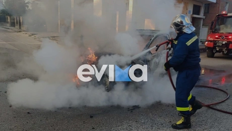 Το αυτοκίνητο που τυλίχθηκε στις φλόγες στην Εύβοια