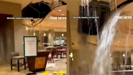 Η στιγμή που καταρρέει το ταβάνι του ξενοδοχείου