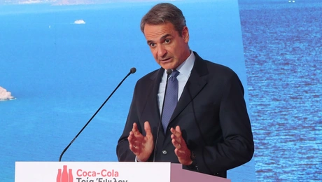 Ο Κυριάκος Μητσοτάκης στα εγκαίνια της Coca Cola