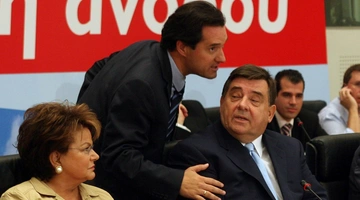 Ο Γιώργος Καρατζαφέρης με τον Άδωνι Γεωργιάδη