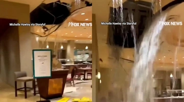 Η στιγμή που καταρρέει το ταβάνι του ξενοδοχείου