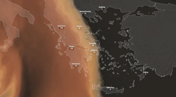Ο χάρτης με τη διάδοση της αφρικανικής σκόνης