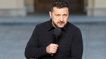 Ο Βολοντίμιρ Ζελένσκι στη συνέντευξη Τύπου μετά τη συνάντηση με την ειρηνευτική αποστολή των ΗΠΑ